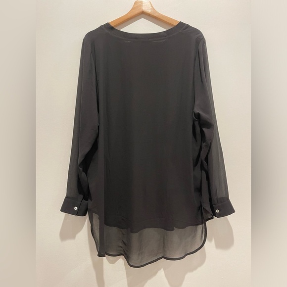 Ahlens Swedish V Neck Sheer Long Sleeve Gauzy Top Blouse size 10 / 12 Large EUC - Picture 7 of 10